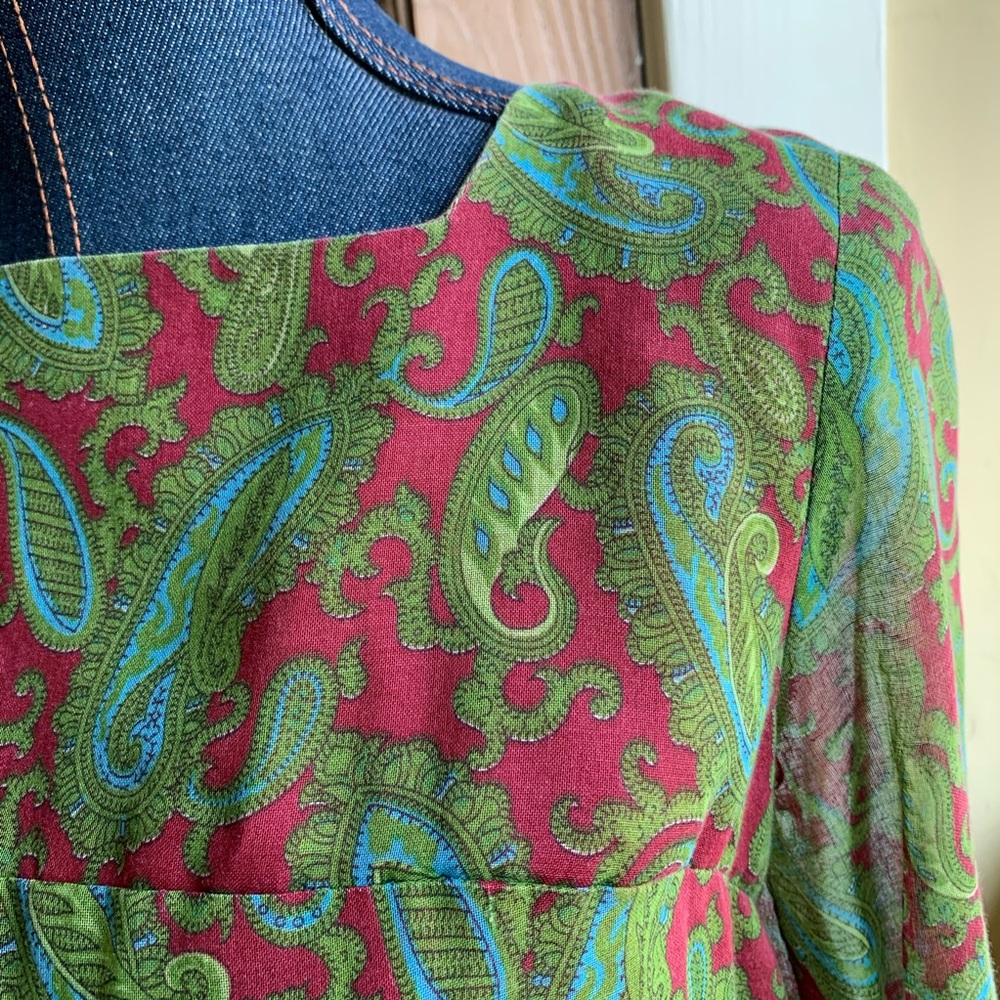 Vintage Honey Green Paisley Dress
